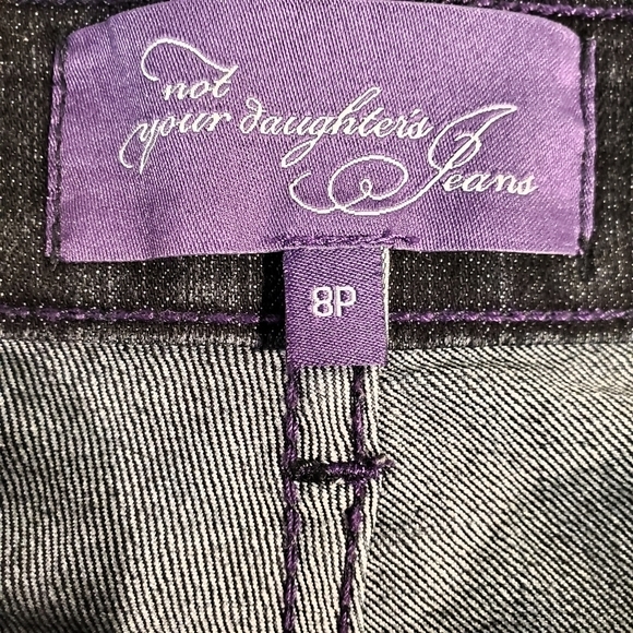 NYDJ Black Denim Crystal Embellished Straight Leg Jeans - Picture 7 of 9